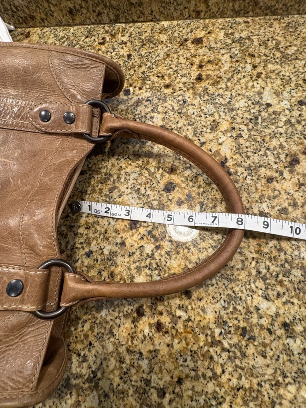 Frye Melissa Satchel in Beige Leather Classic Style W Dust Bag - Picture 4 of 15